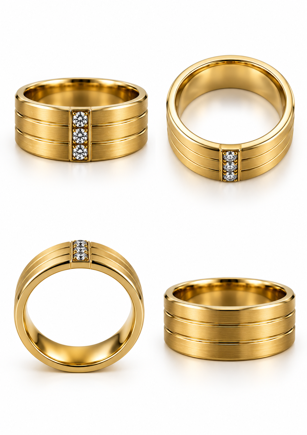 Bague homme Bandeau en or jaune 18 carats et diamants naturels