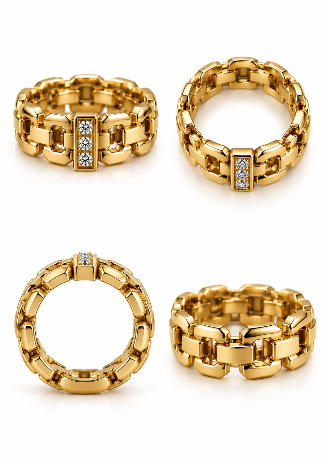 Bague homme Maillon en or jaune 18 carats et diamants naturels