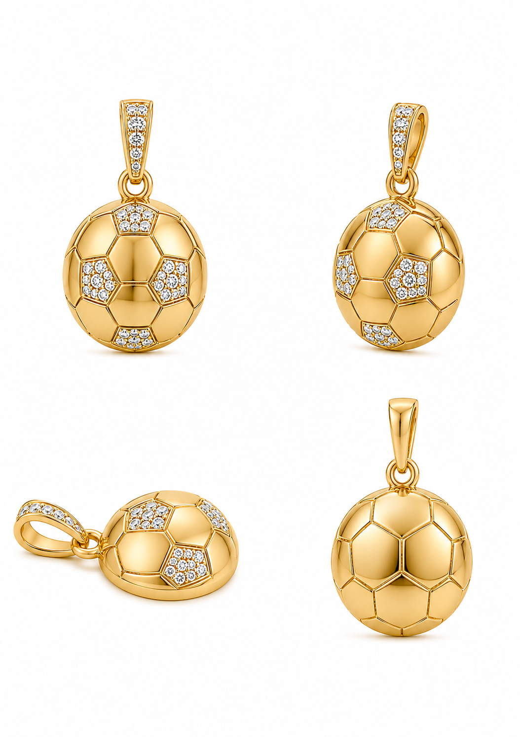 Pendentif ballo de footbal en diamants - or jaune 18k