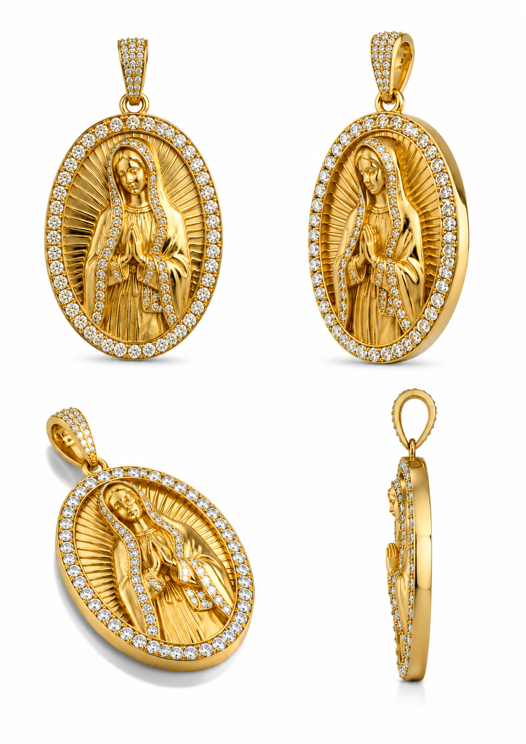 Pendentif Notre-Dame en Or Jaune 18K - Diamants Naturels
