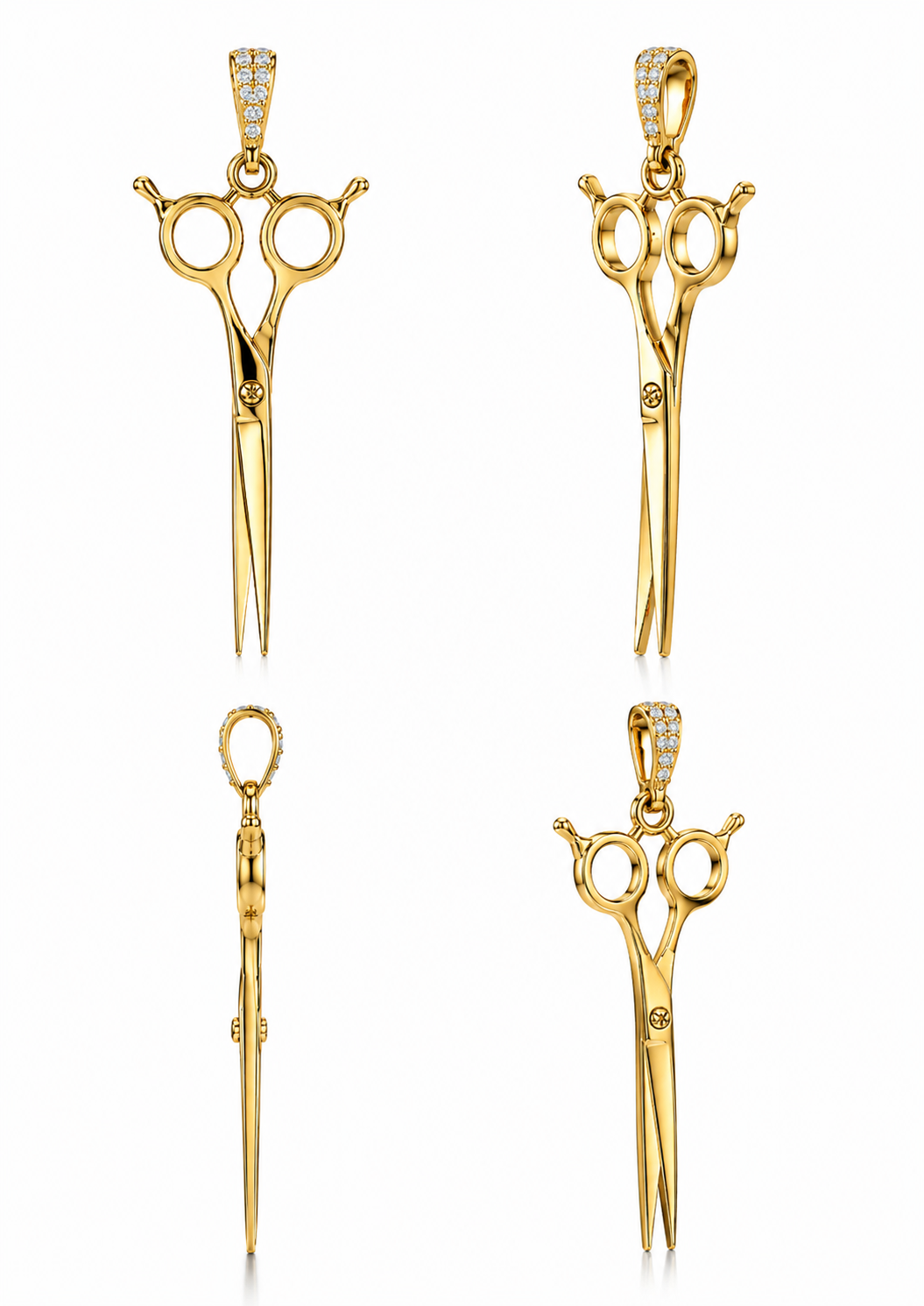 Pendentif ciseaux en or 18k - diamants