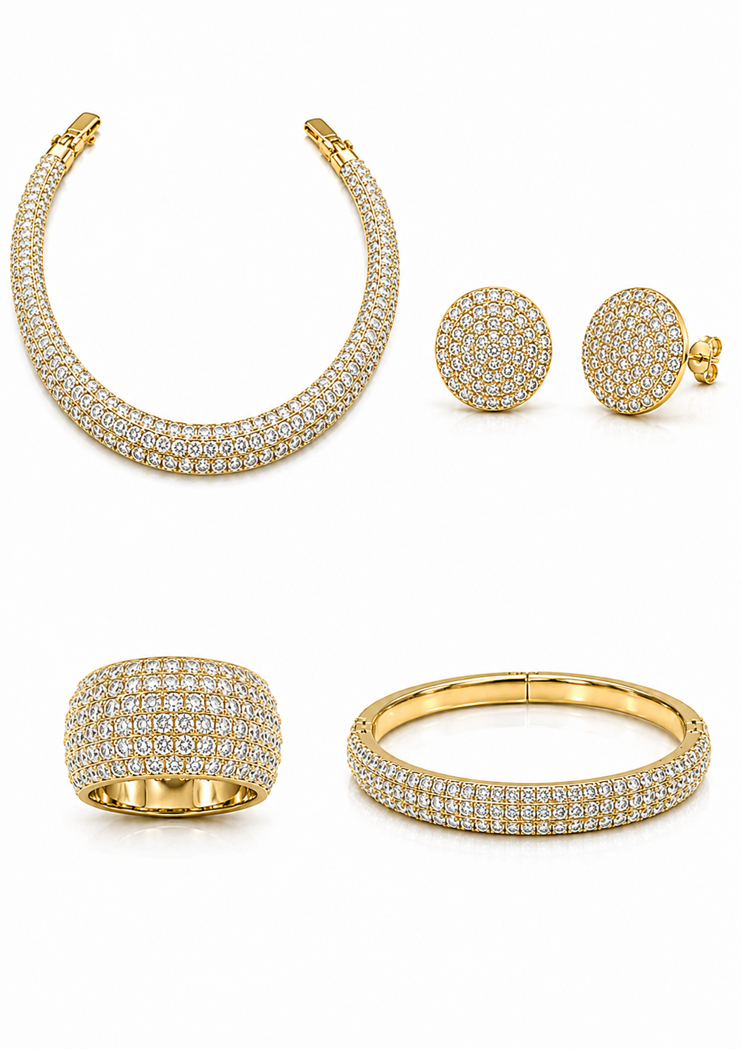 Parure Pavé en Or Blanc 18K - Diamants Naturels