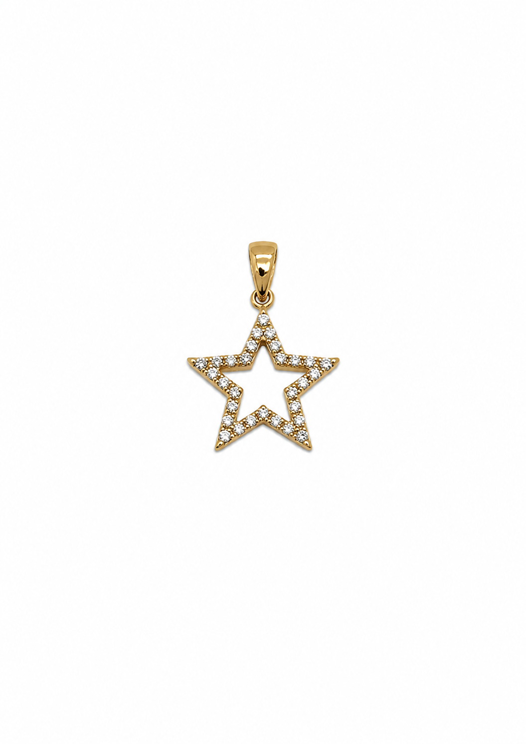 Pendentif étoile or jaune 18k/750 , zirconium