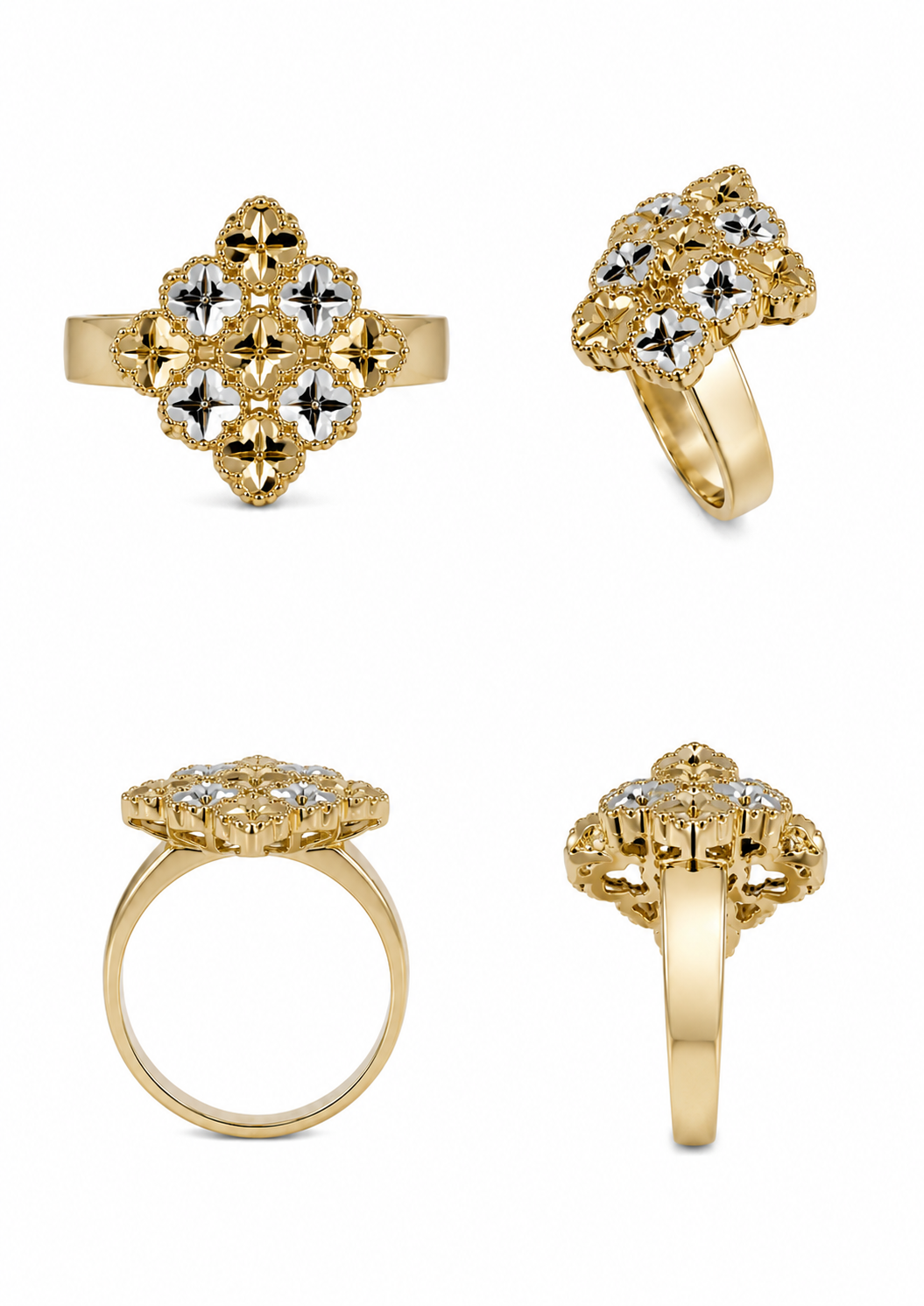 Ring in yellow and white gold, 18 carats/750