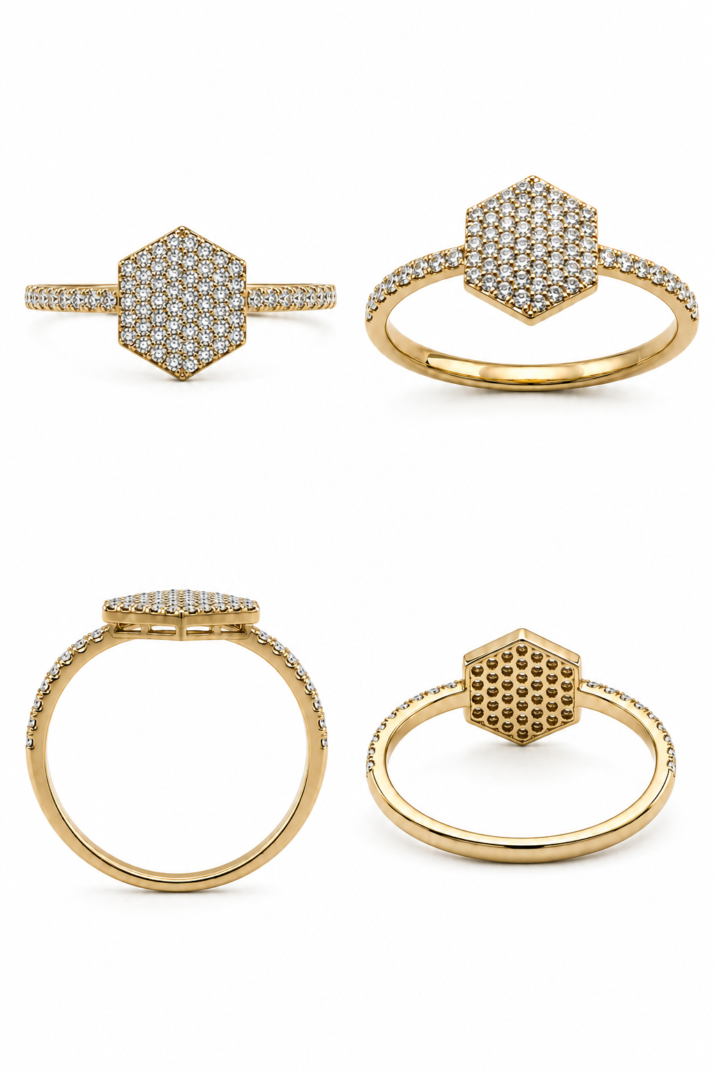 Bague Cluster Hexagone