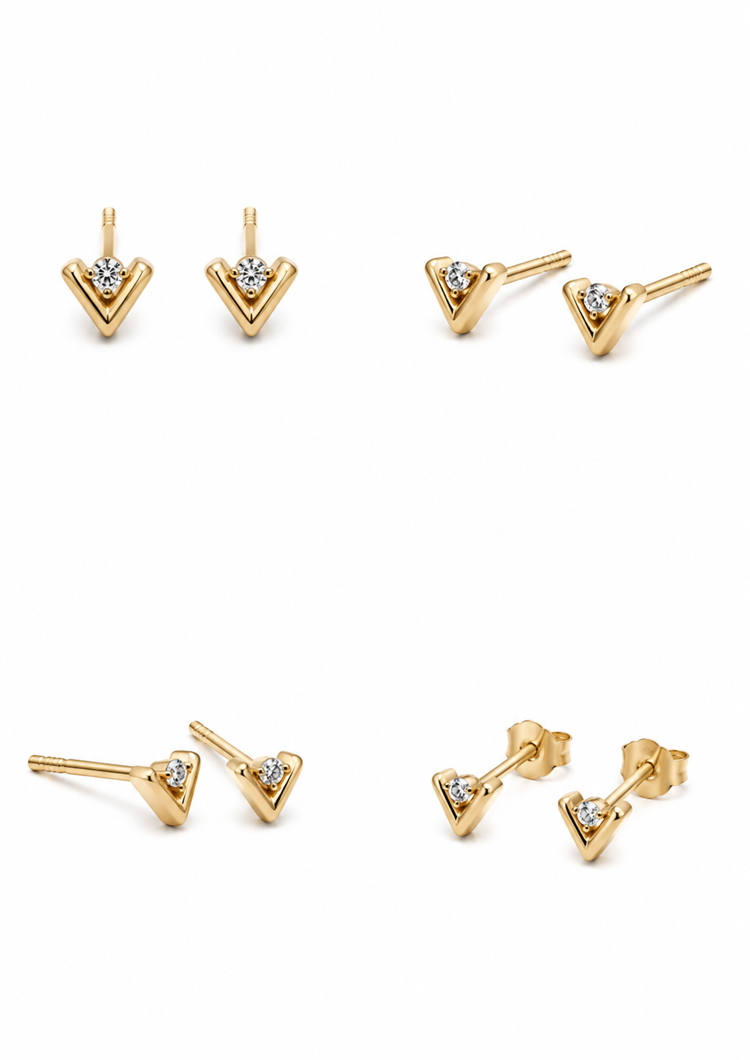 Boucles d'oreilles enfant serties de zircons, or 18 carats/750, 1,22g
