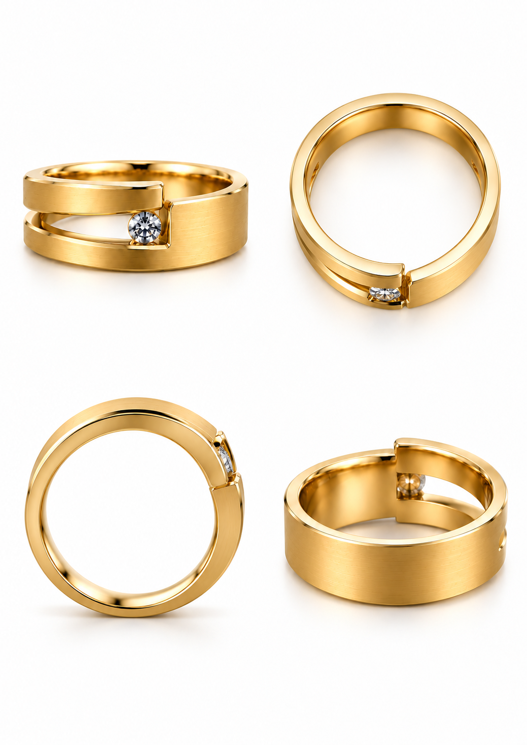 Bague homme Spirale en or jaune 18 carats et diamant naturel