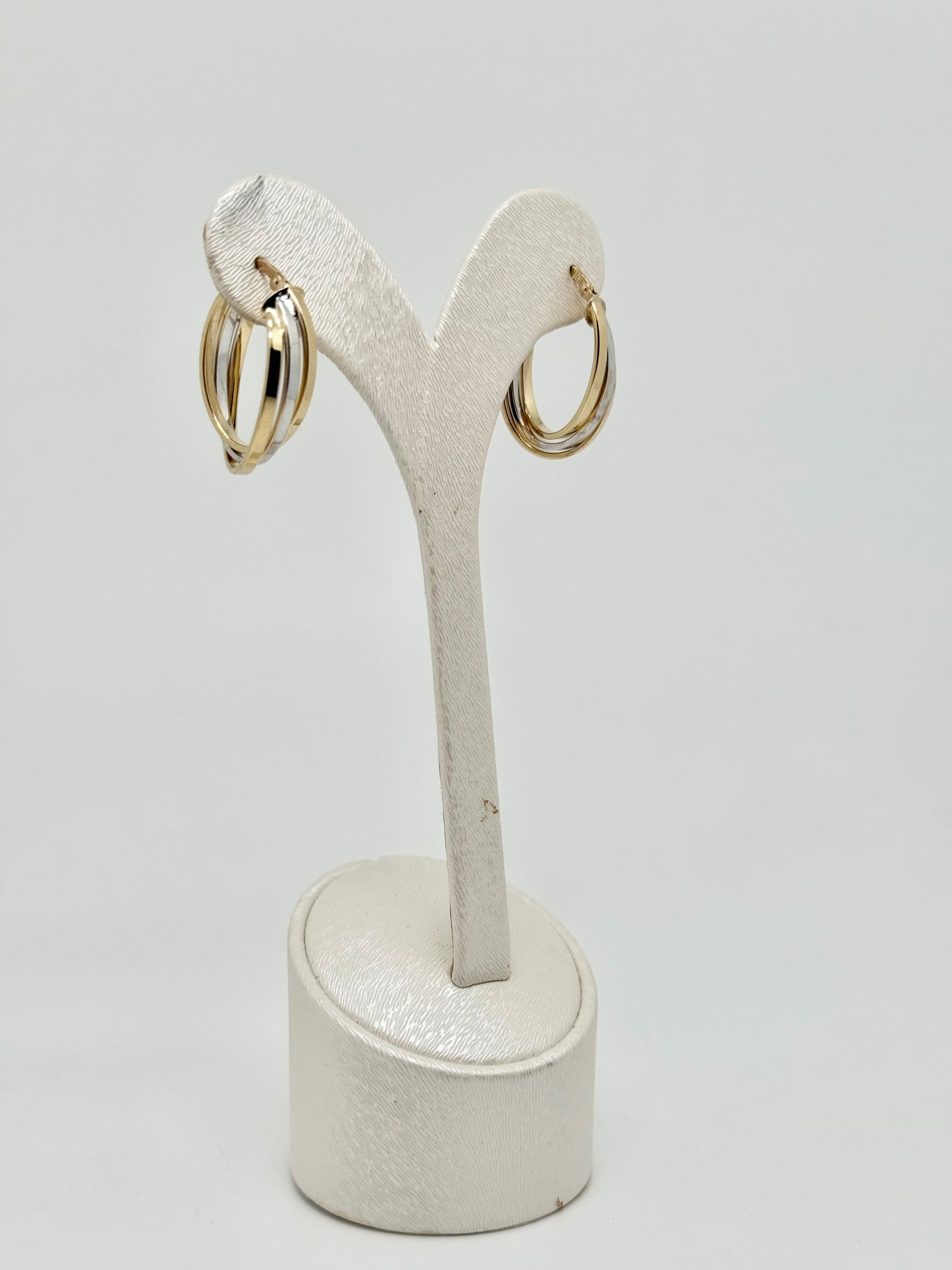 Two-tone yellow/white gold earrings