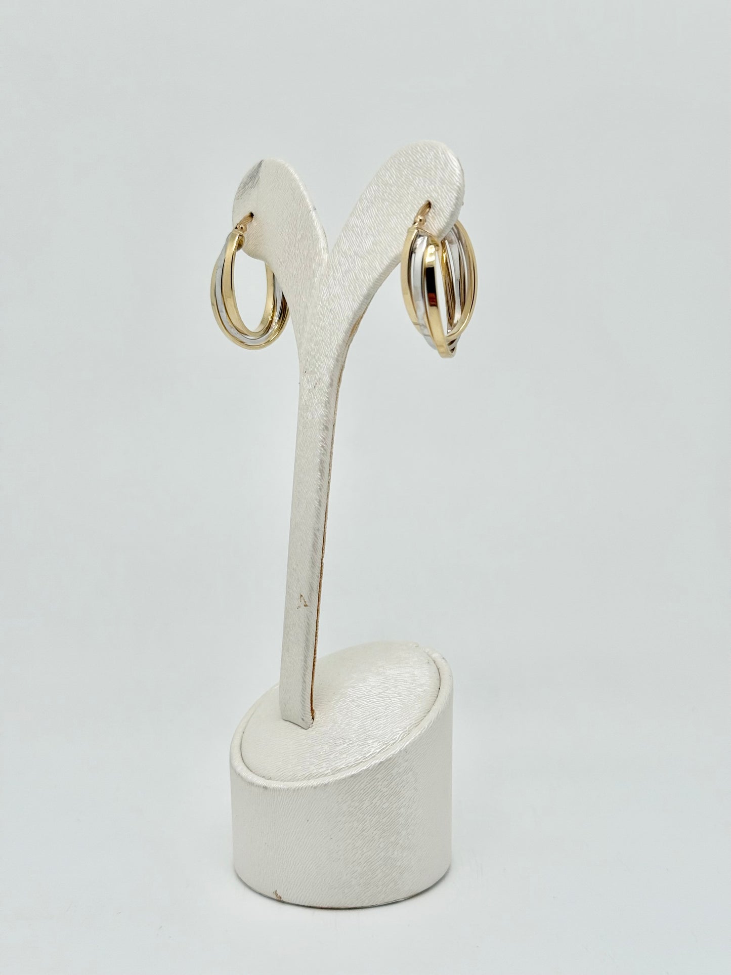 Two-tone yellow/white gold earrings