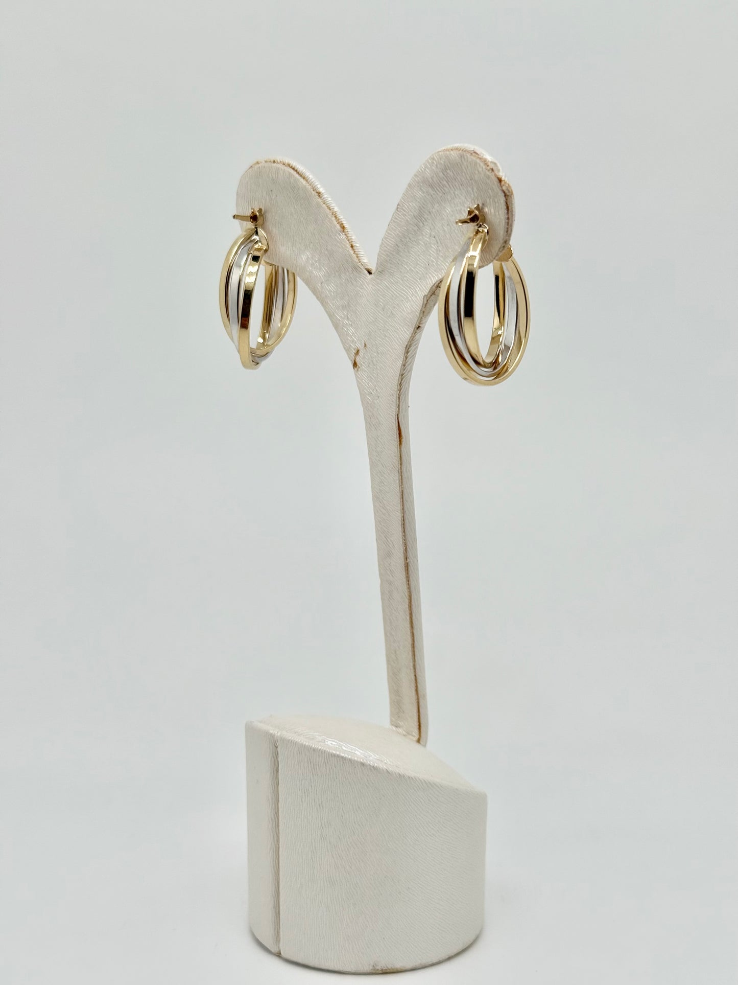 Two-tone yellow/white gold earrings