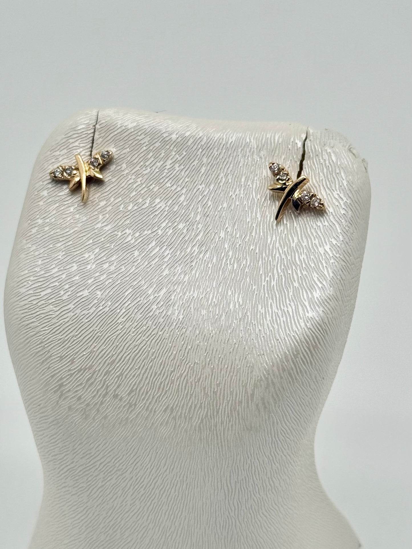 Kinderoorbellen bezet met zirkonen, 18k/750 goud, 1,58g