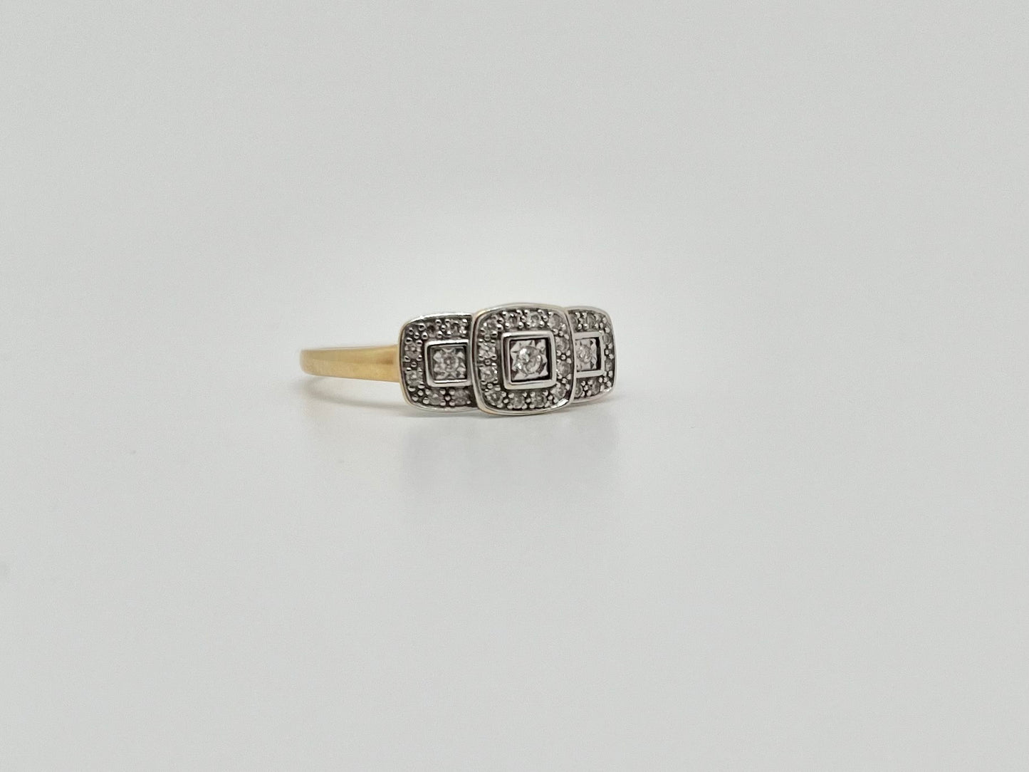 Geel/witgouden ring, natuurlijke diamant