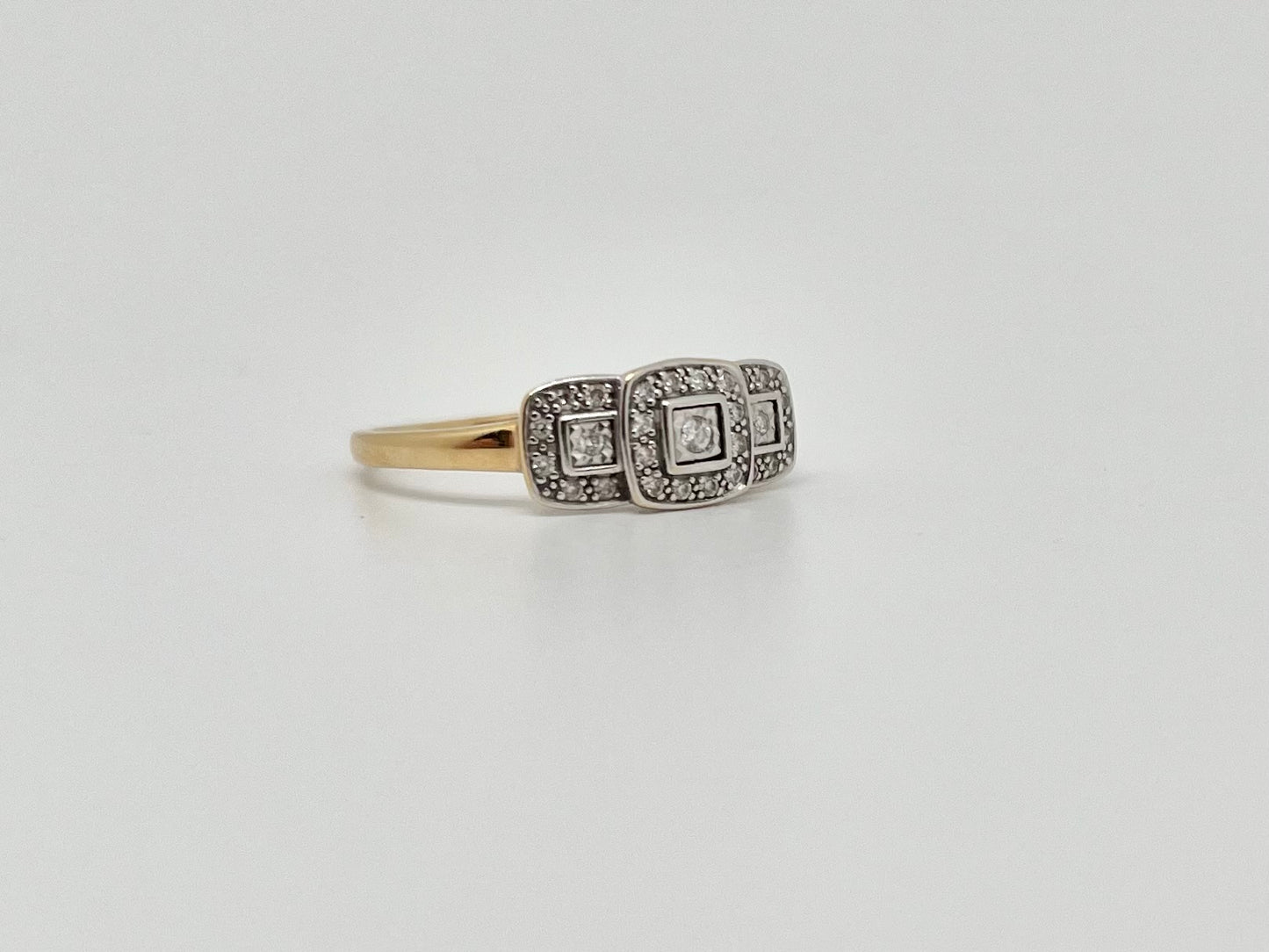Geel/witgouden ring, natuurlijke diamant
