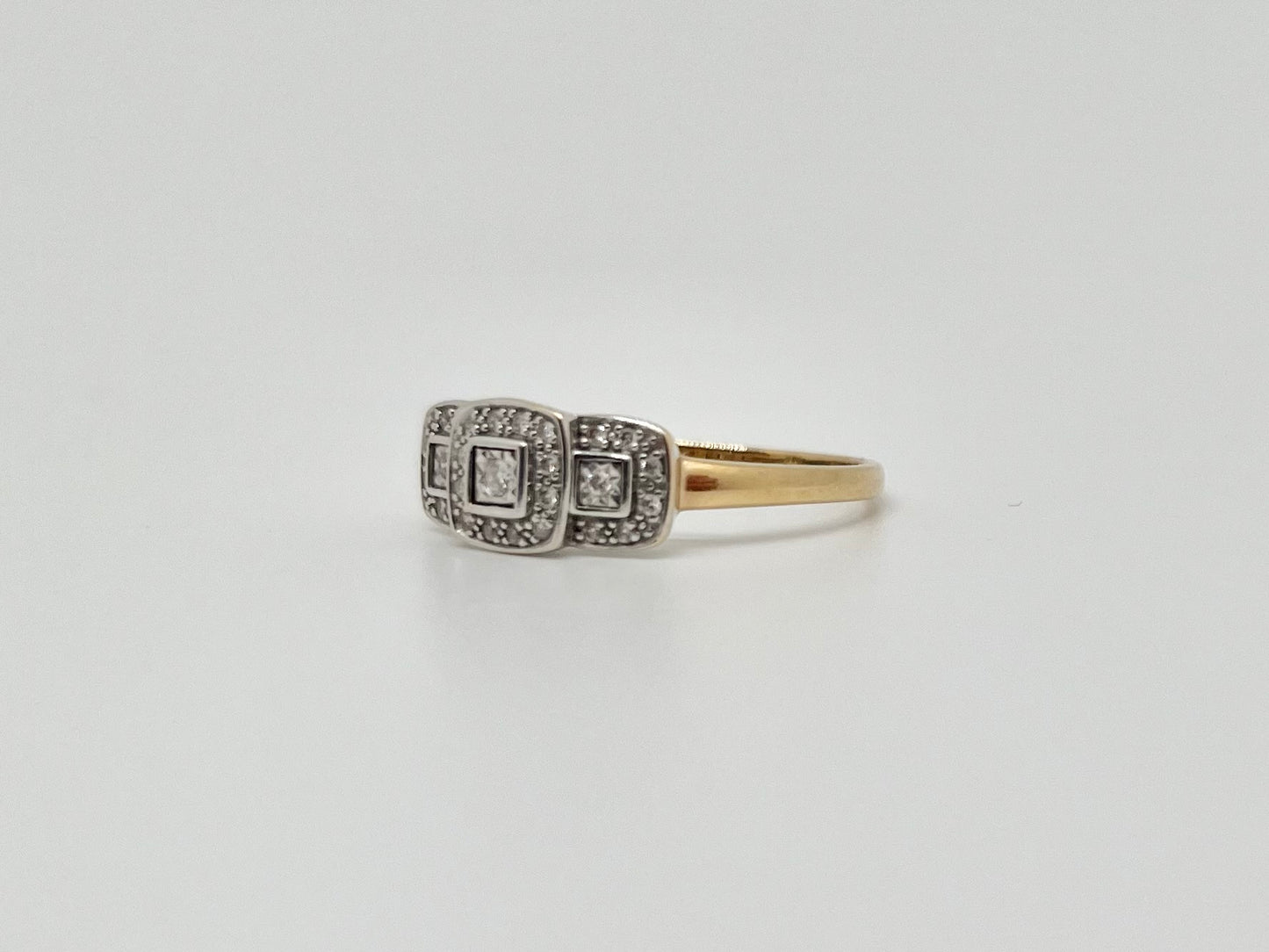 Geel/witgouden ring, natuurlijke diamant