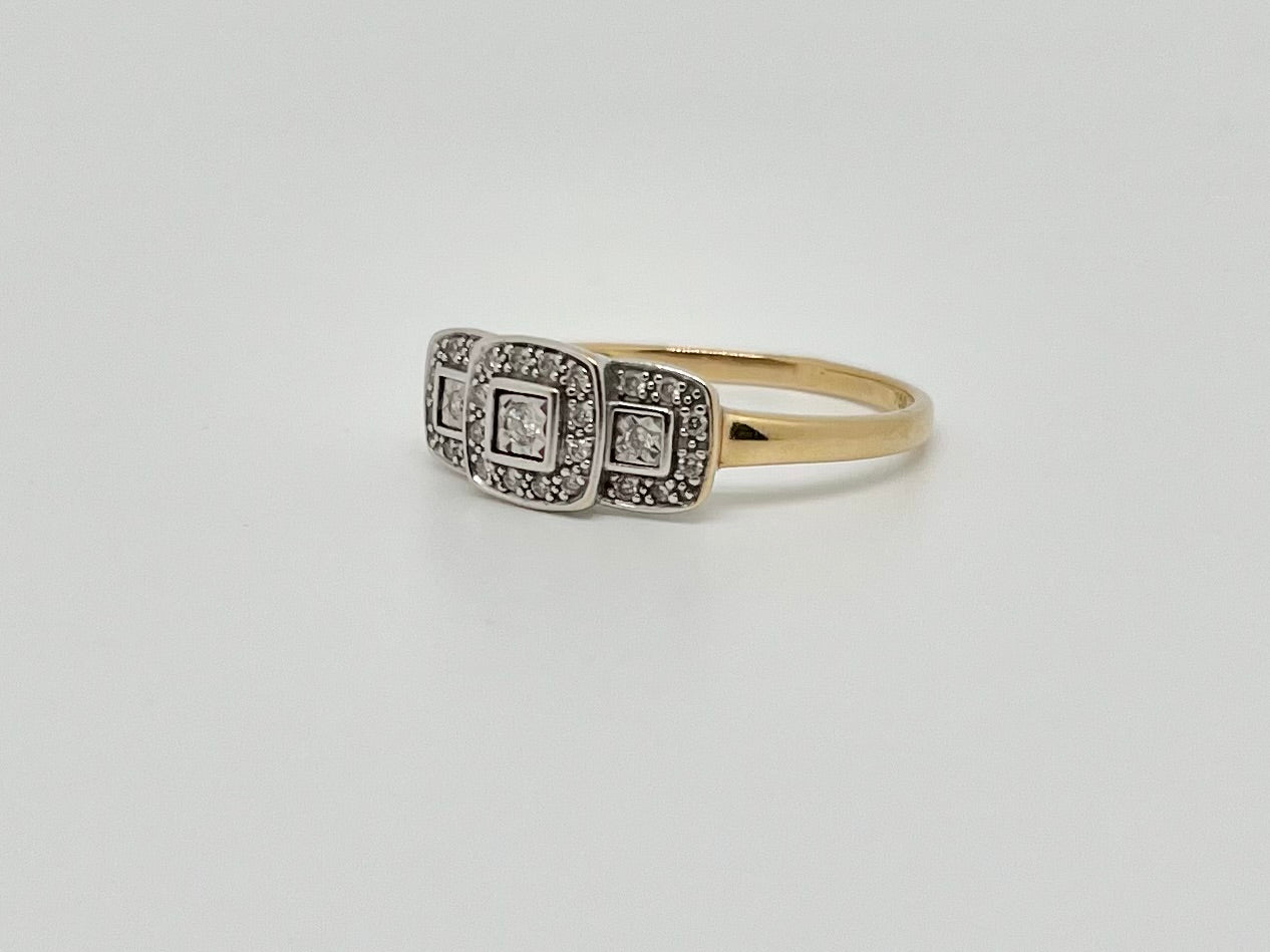 Geel/witgouden ring, natuurlijke diamant