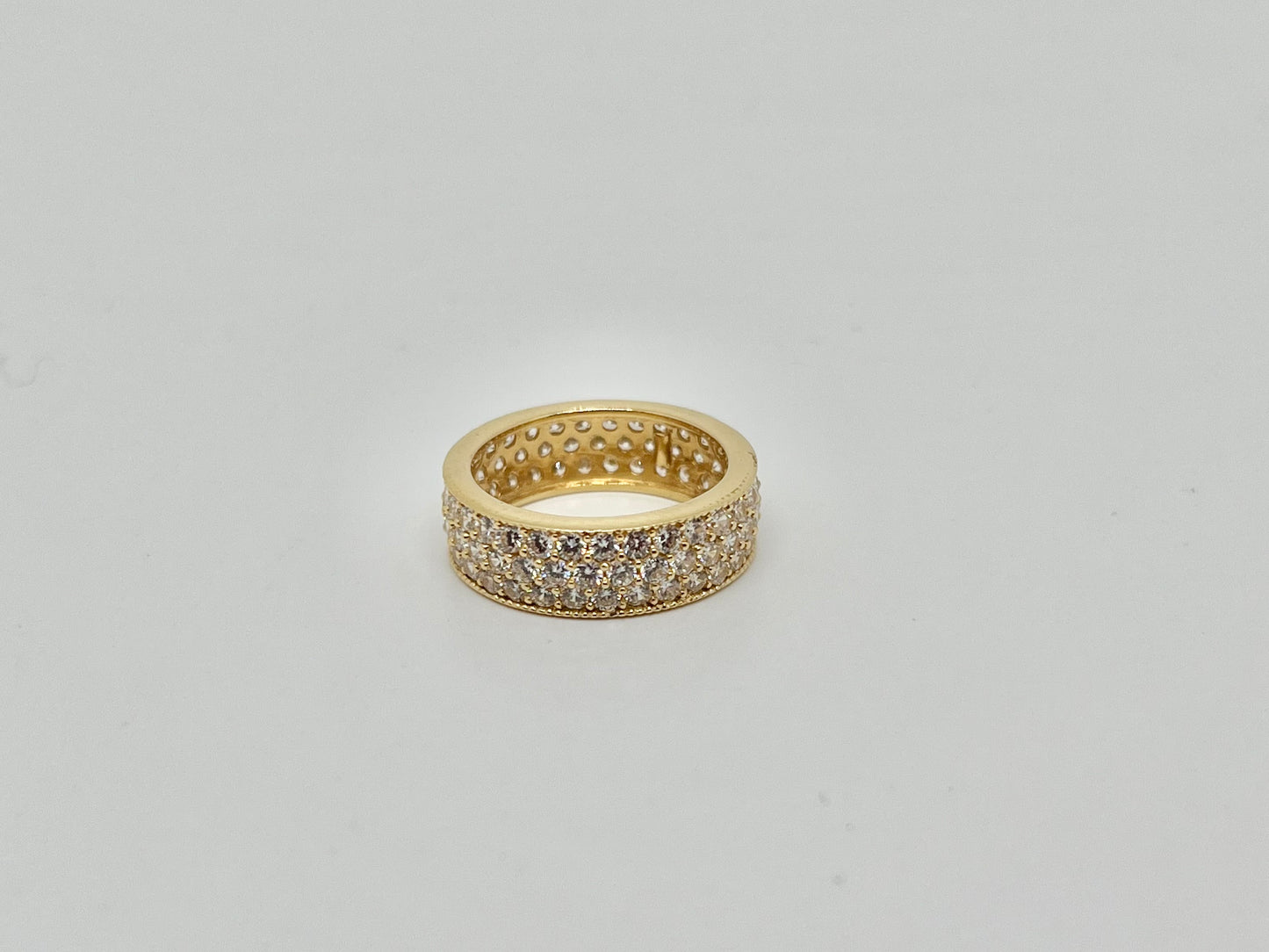 Geelgouden zirkonia rivierring