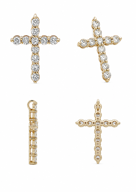 Kruis van 18k/750 geelgoud met diamant