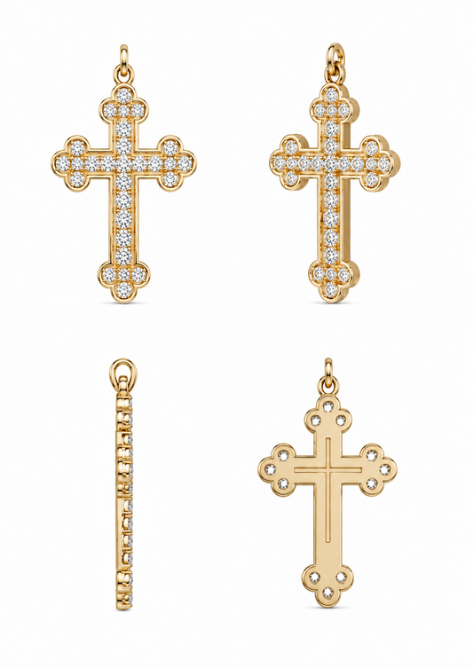 Geelgouden 18k/750 diamanten kruis