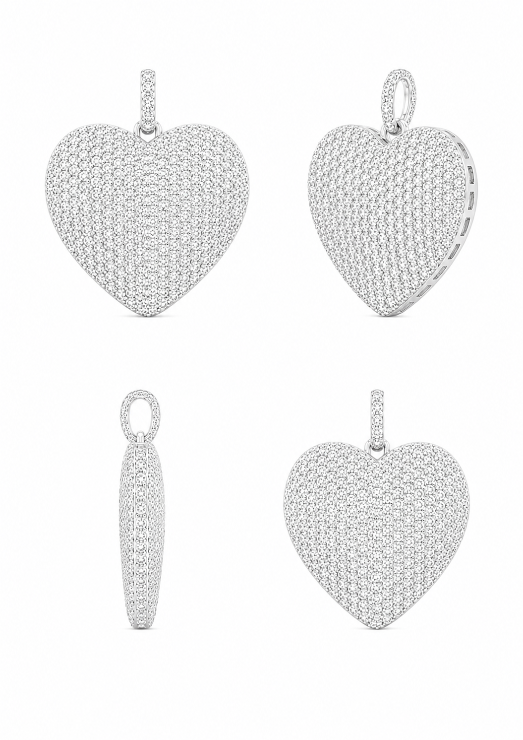 Yellow or white gold heart, 18k/750 natural diamonds