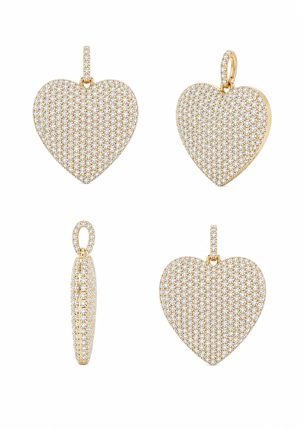 Yellow or white gold heart, 18k/750 natural diamonds