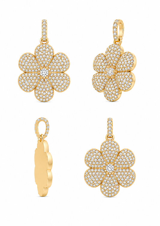 Bloemenhanger met diamanten - 18k/750 goud
