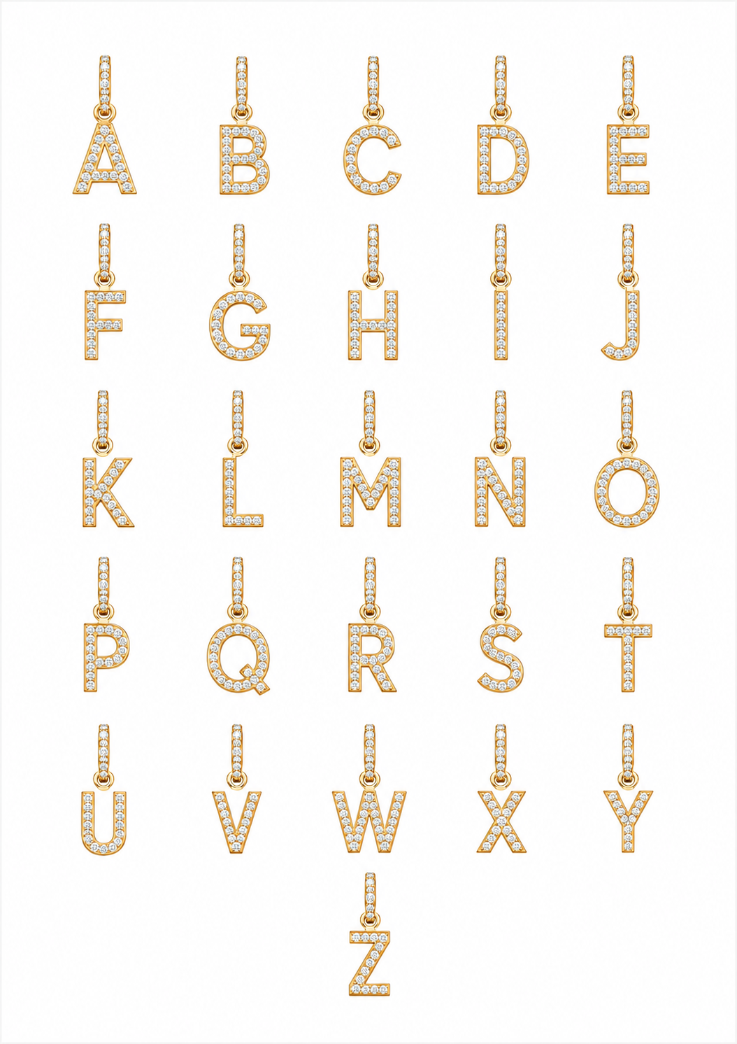 18K/750 Gold and Diamond Letter Pendants