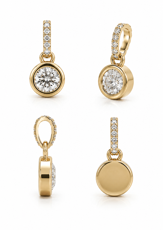 Solitaire bezel hanger met diamant - 18K/750 geelgoud