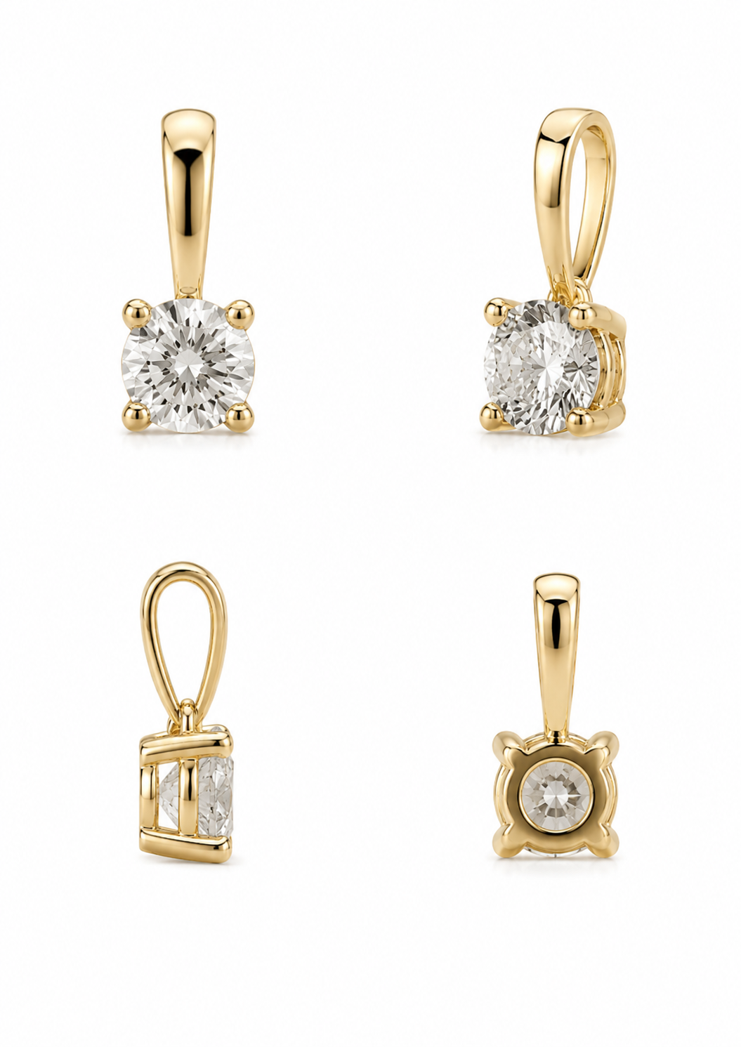 Pendentif solitaire diamant naturel - or jaune 18k/750