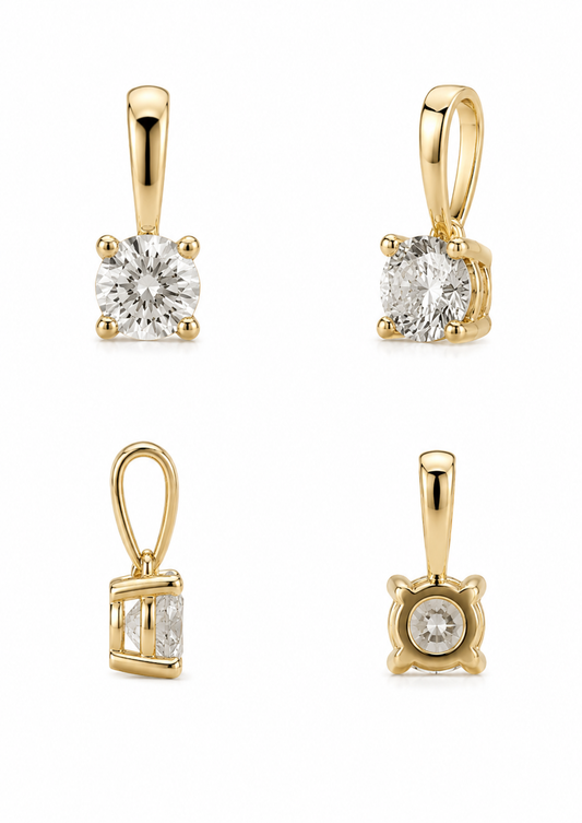 Halsketting met natuurlijke diamant solitaire - 18k/750 geelgoud