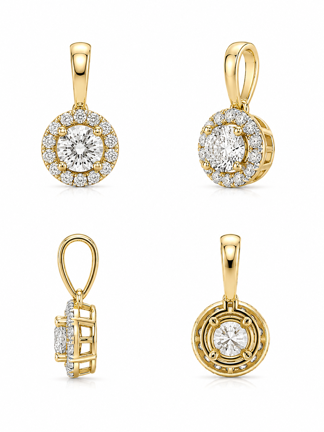 Halo Diamond Pendant - 18K/750 Yellow Gold