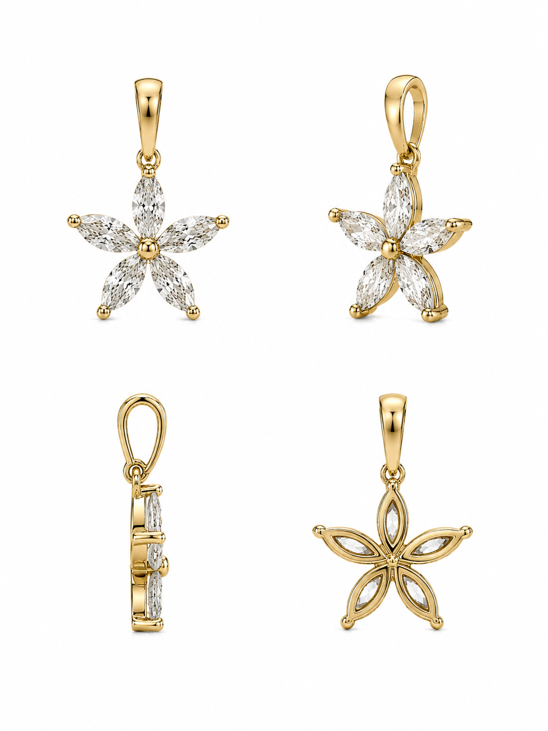 Pendentif étoile en diamants - or jaune 18K