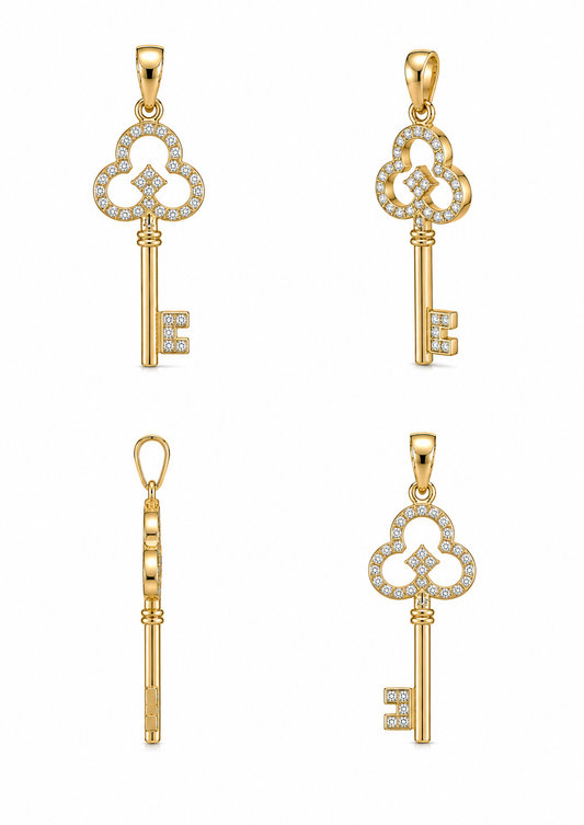 Diamanten sleutelhanger - 18k geelgoud