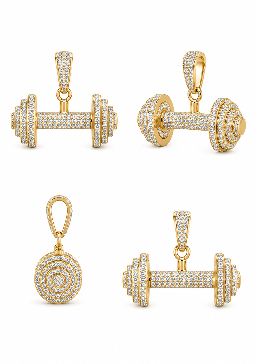 Pendentif haltére en diamants - or jaune 18K