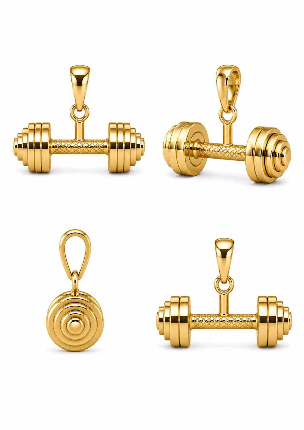 Pendentif haltére - or jaune 18k