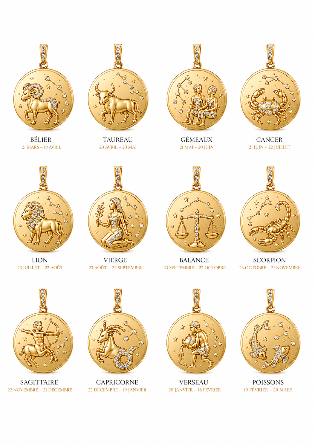 Collection Zodiaque - or jaune 18k et diamants