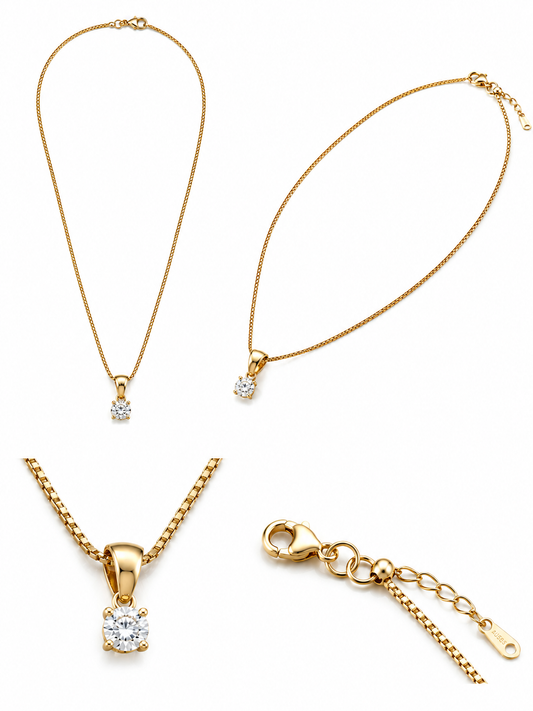 Geelgouden collier 'round brilliant'