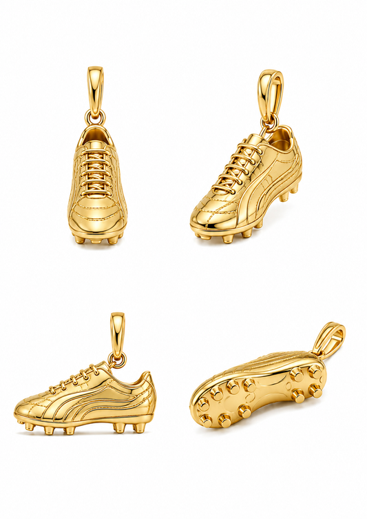 Gele Goud 18K Voetbalschoen Hanger