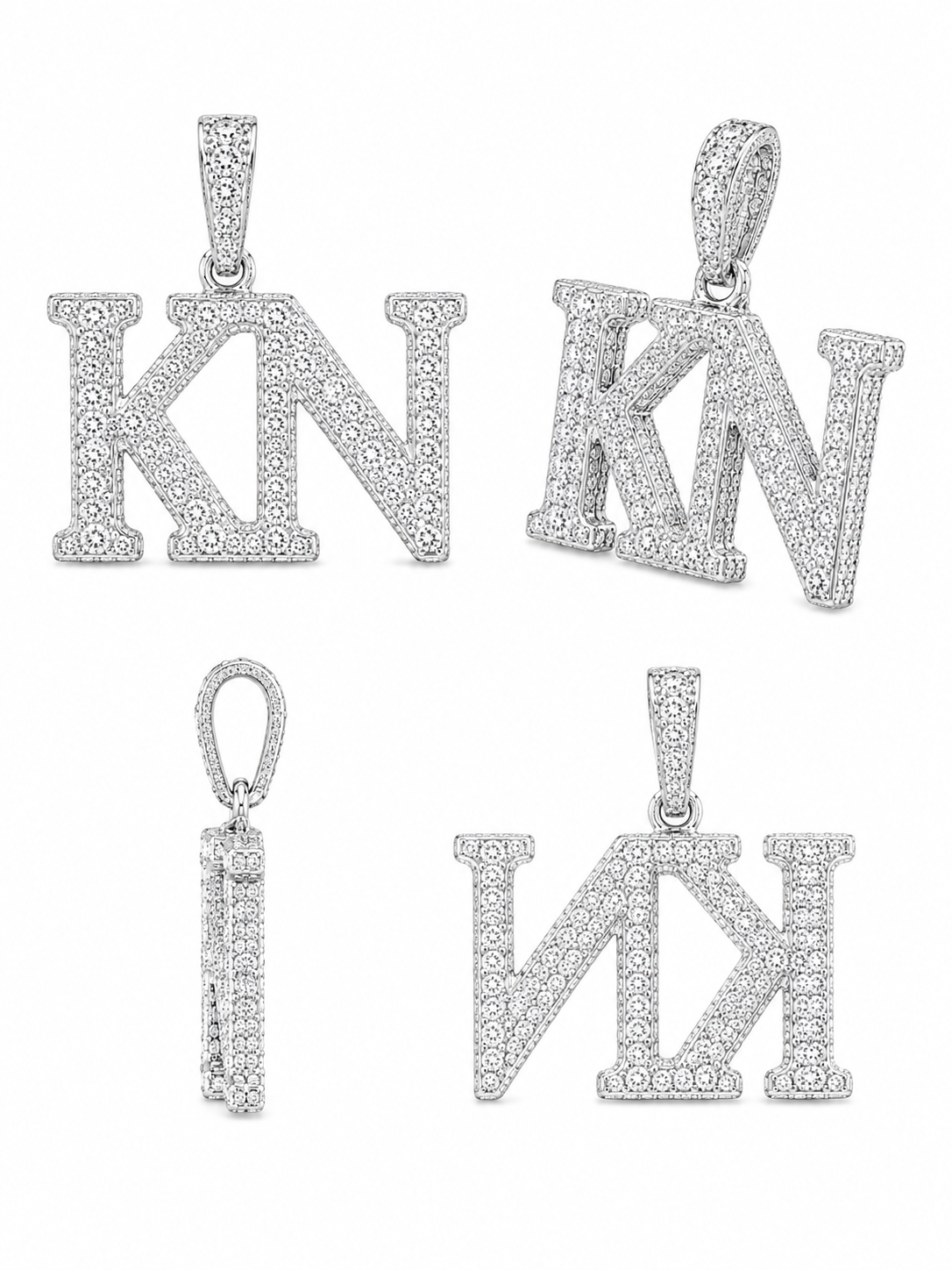 Pendentif Initiales Personnalisées en Or 18K - Diamants Naturels