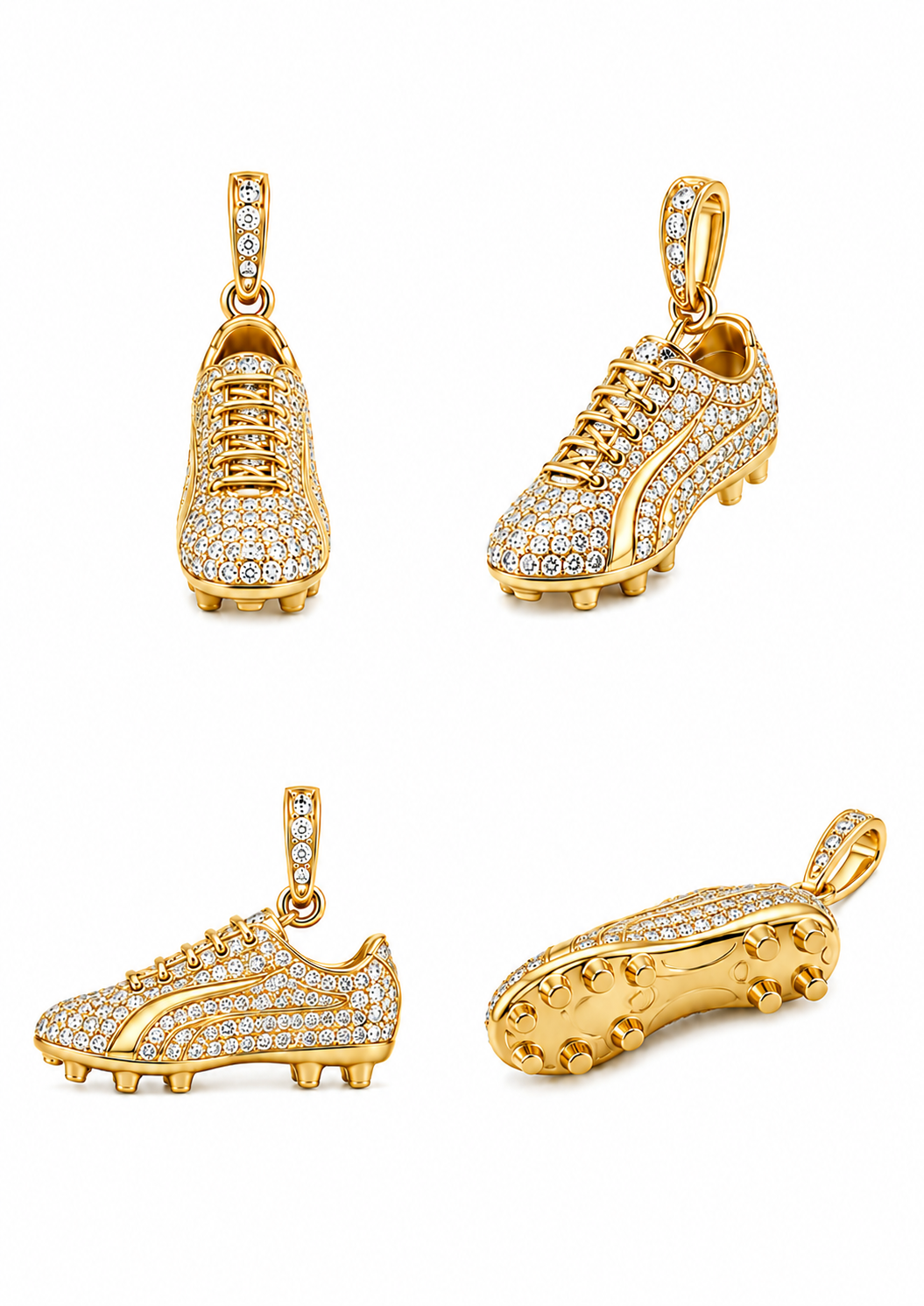 Pendentif Chaussure de Football en Or Jaune 18K - Diamants Naturels