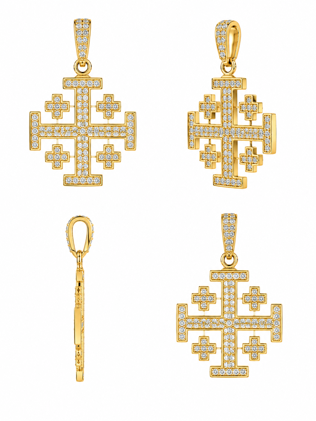 Pendentif or jaune 18K croix orientale - diamants naturel
