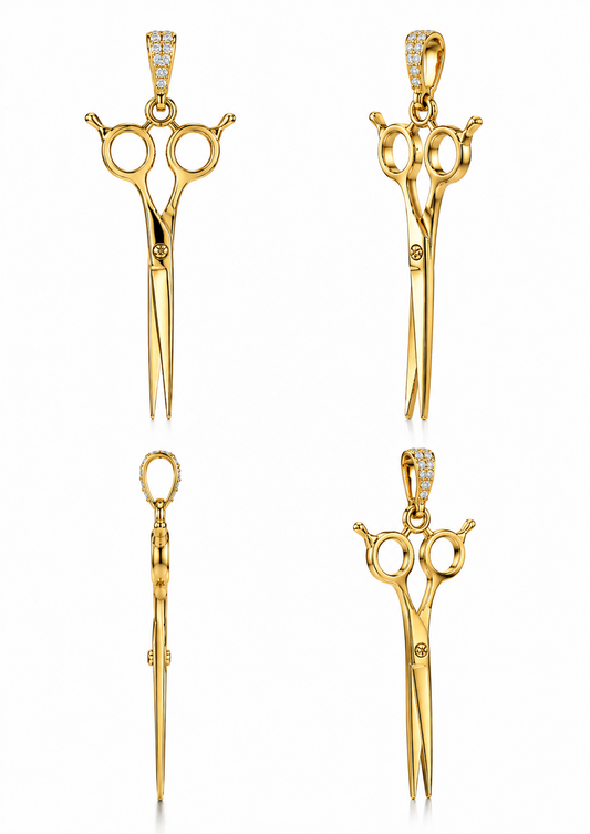 18k gouden schaarhanger - diamanten