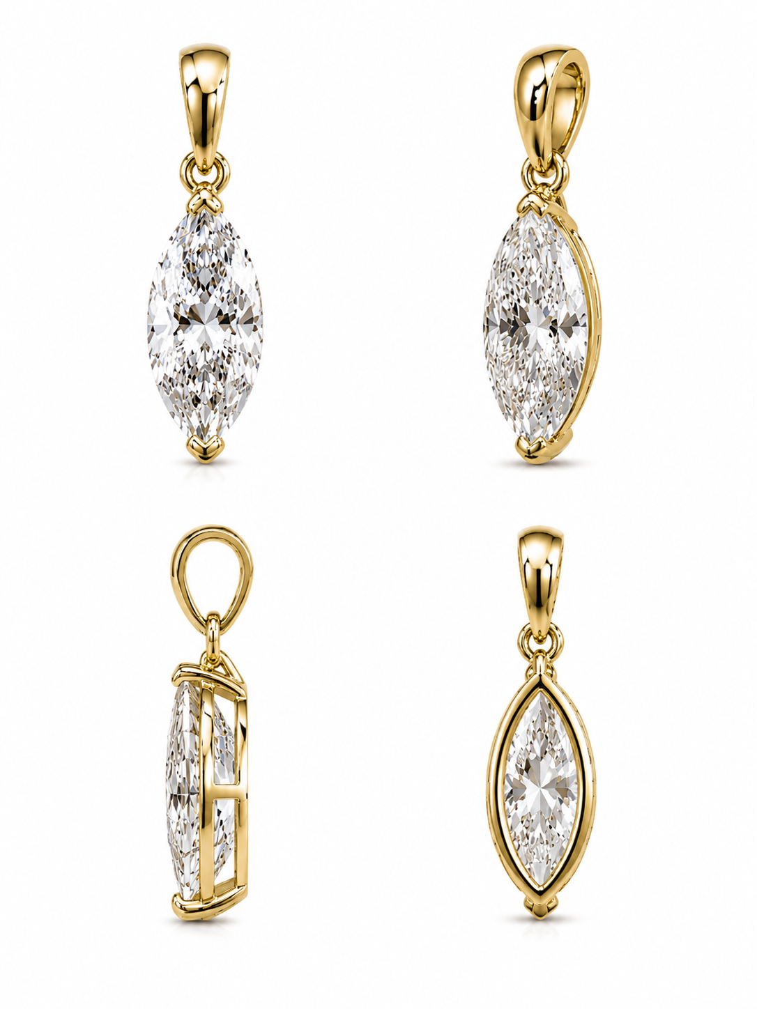 Pendentif Diamant Marquise en Or Jaune 18K