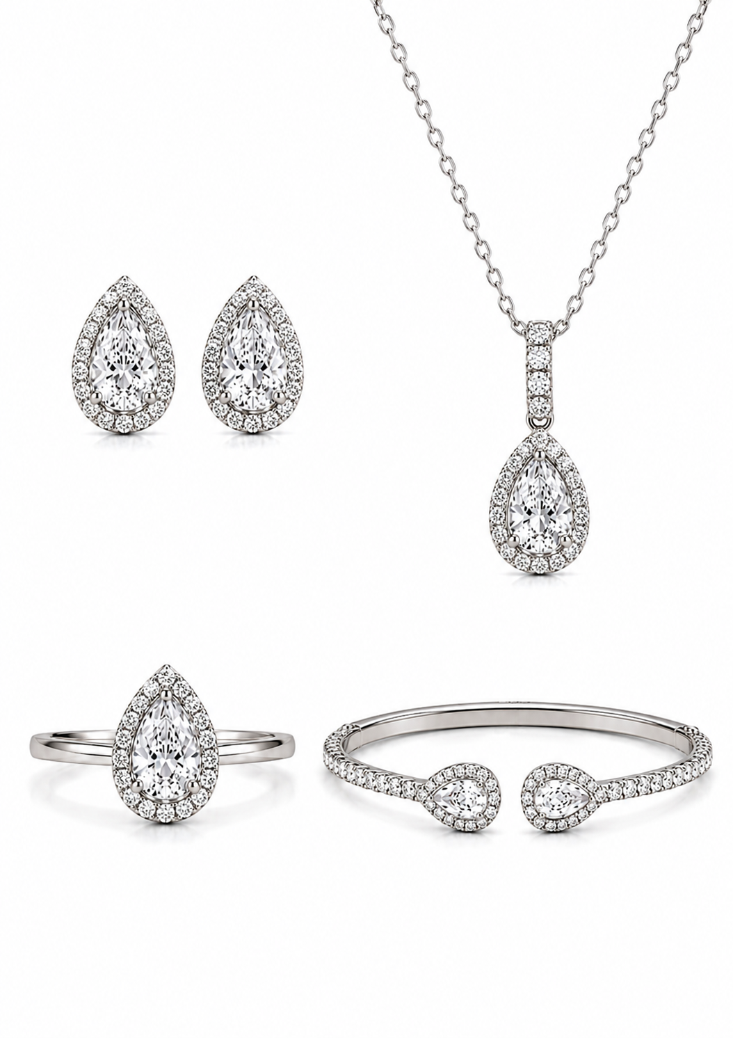 Set Halo Druppel – 18K Goud - Natuurlijke Diamanten