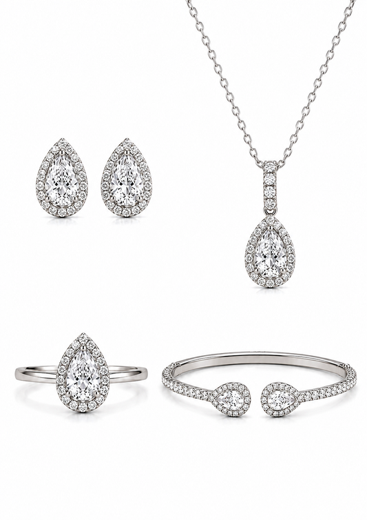 Set Halo Druppel – 18K Goud - Natuurlijke Diamanten