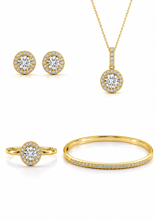 Diamanten Halo set – 18K Goud – Natuurlijke Diamanten