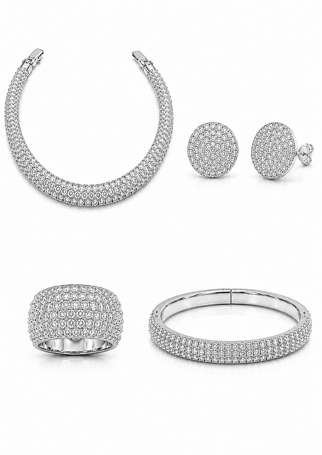 Parure Pavé en Or Blanc 18K - Diamants Naturels