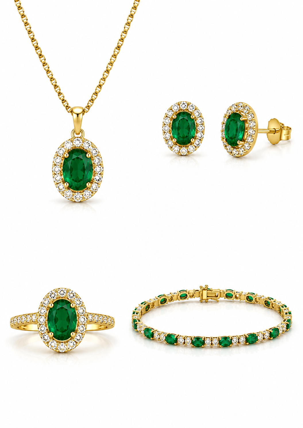 Emerald and Diamond Set – 18K Yellow Gold
