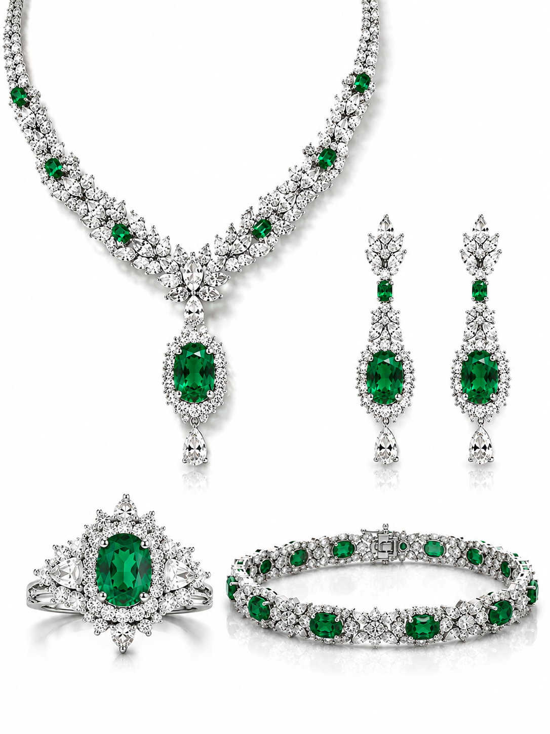 High Jewelry Set Emeralds and Diamonds – 18K Gold