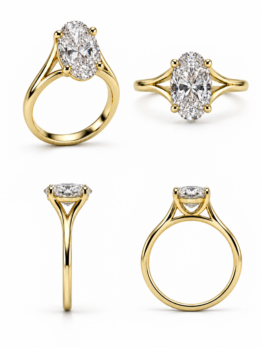 Bague en or jaune/blanc avec diamant ovale de 2,01 ct