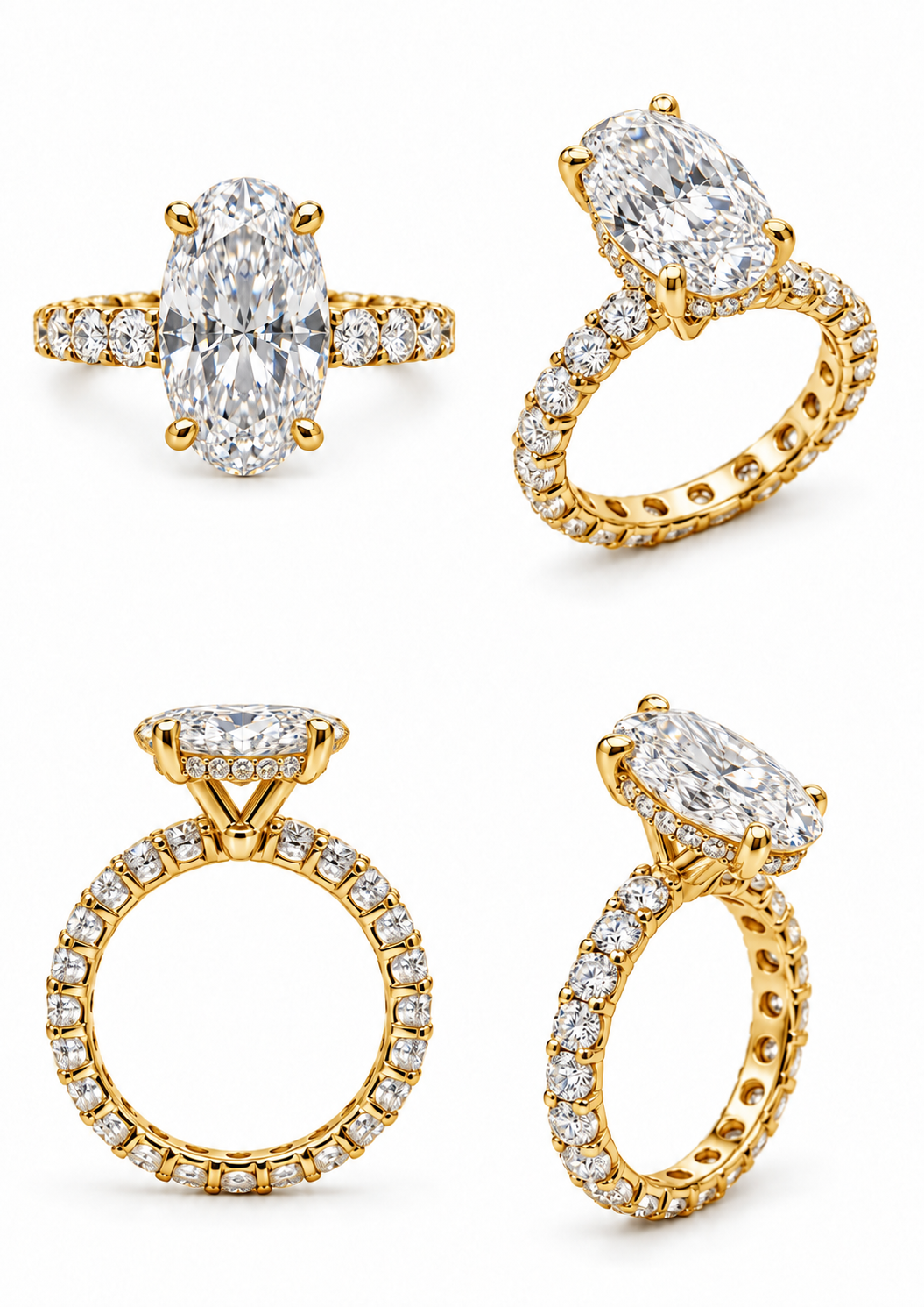 Bague éternité en or blanc avec diamant ovale CVD de 3,00 ct